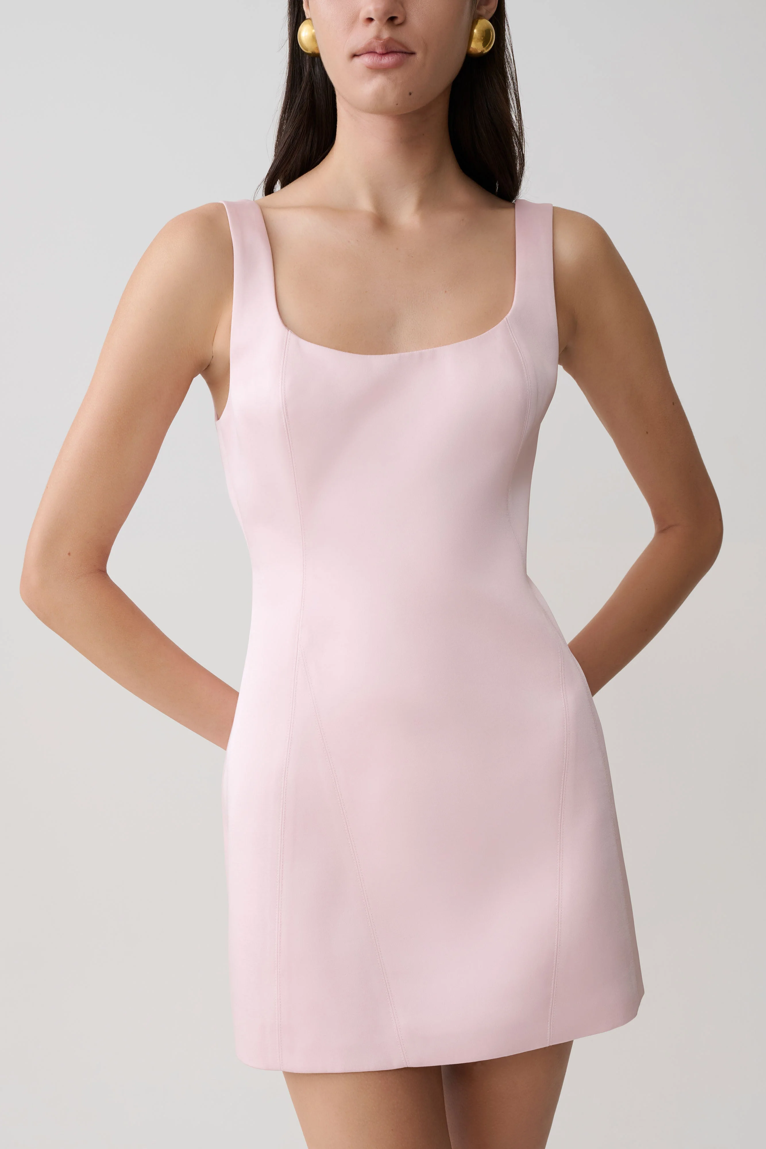 Beth Satin Mini Dress - Pale Pink - Image 2