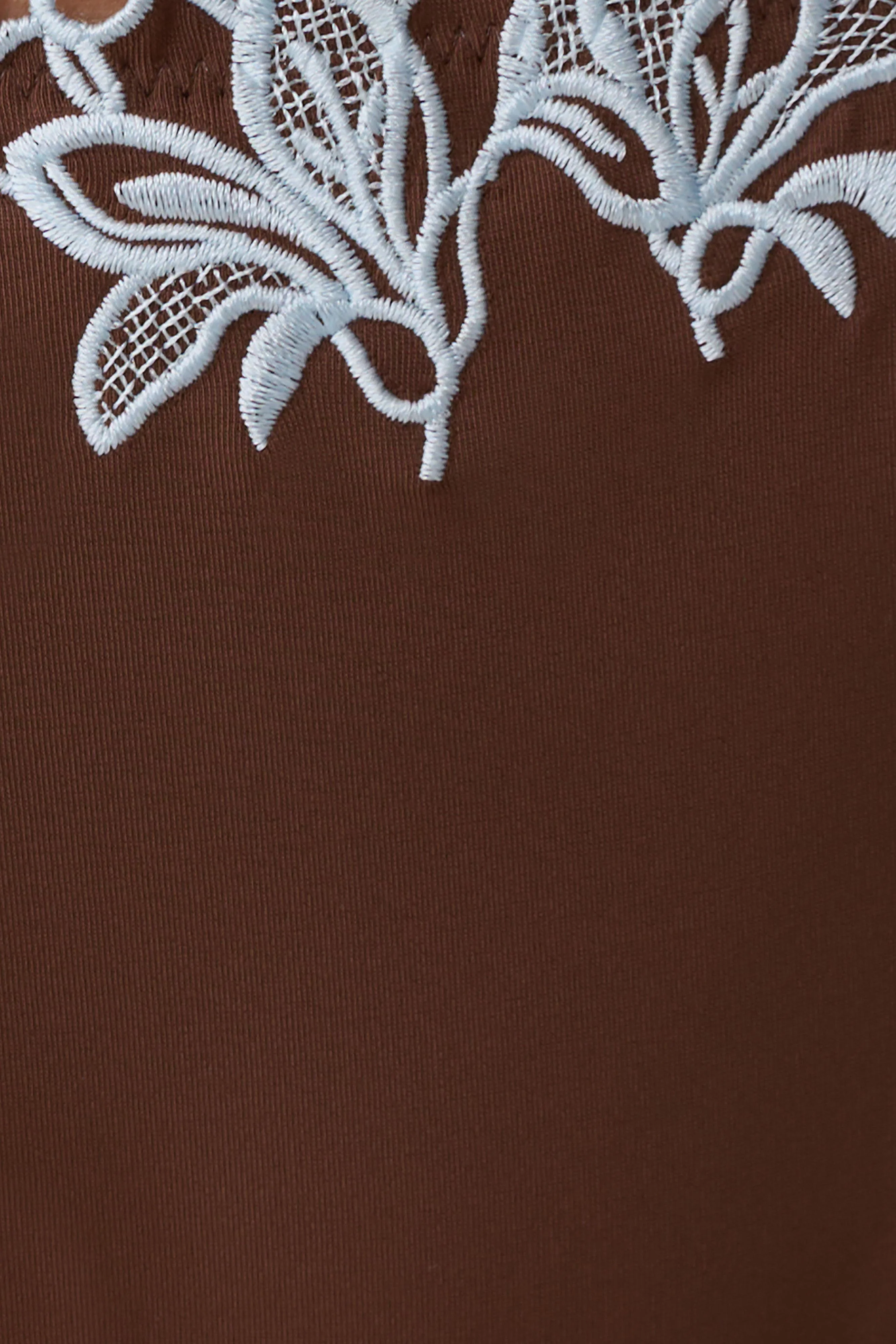 Bloom Embroidered Bikini Bottom - Chocolate With Pale Blue Embroidery - Image 9