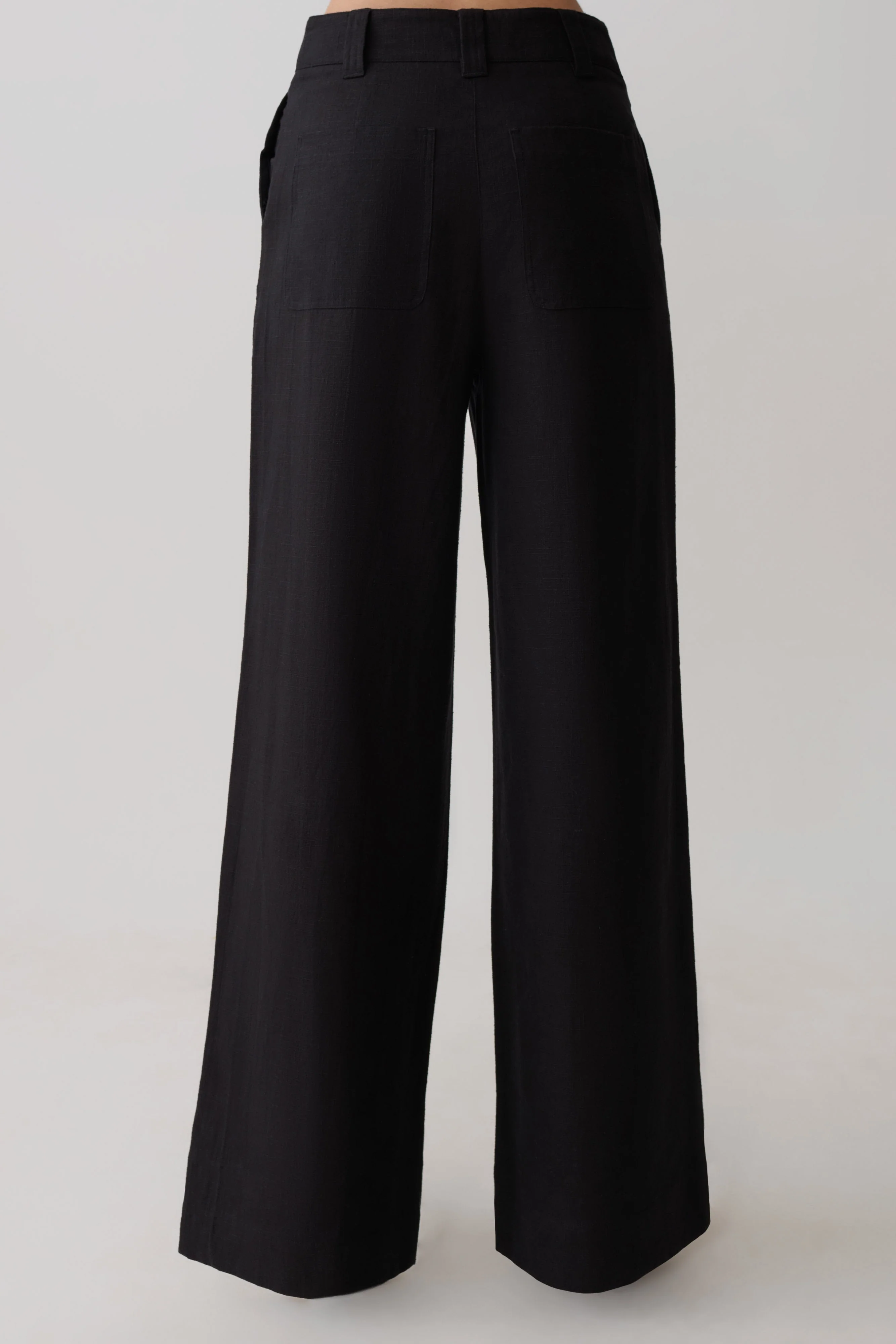Brielle Straight Leg Linen Pant - Black - Image 2