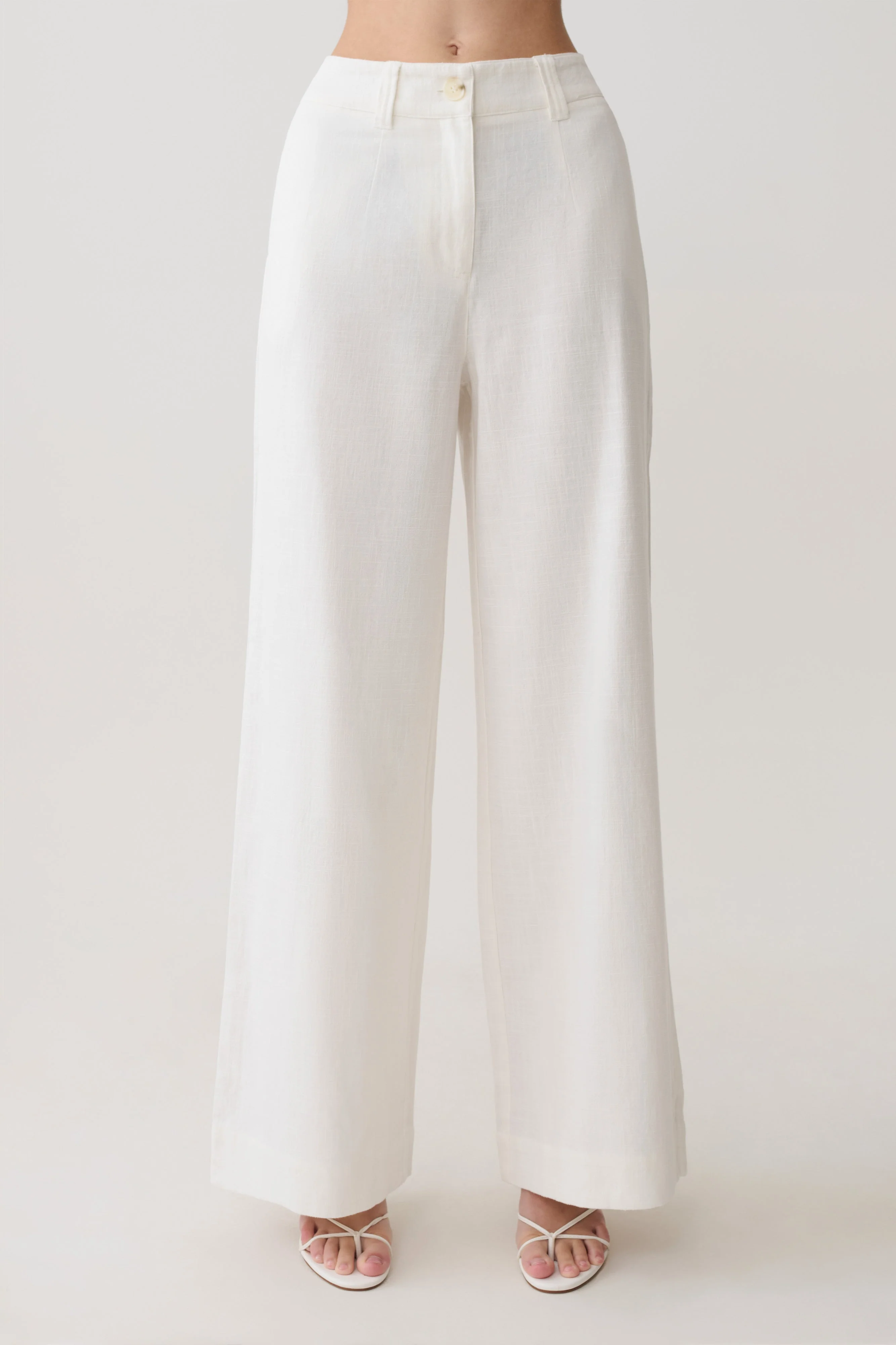 Brielle Straight Leg Linen Pant - White