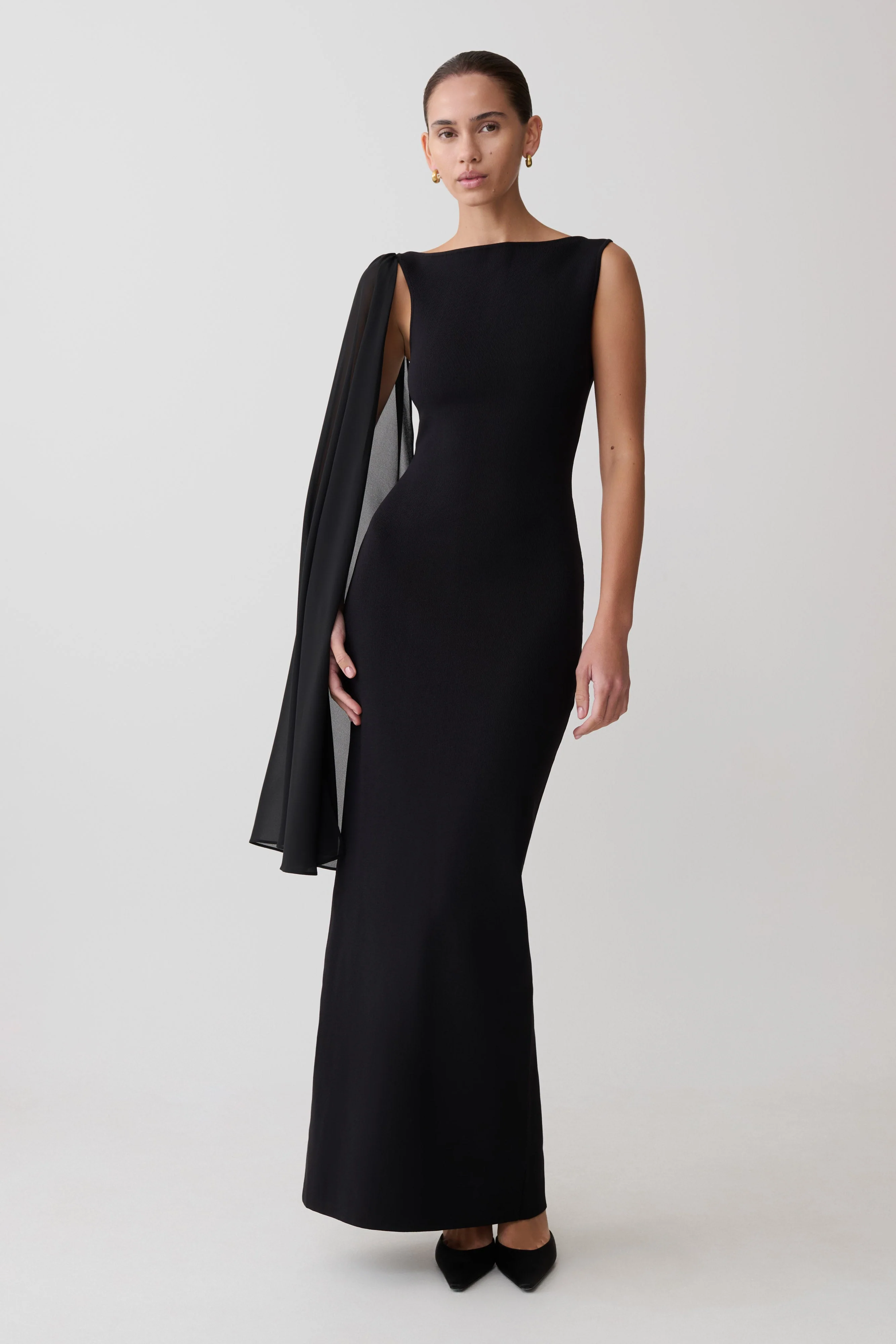 Farid Bandage Maxi Dress With Chiffon - Black - Image 3