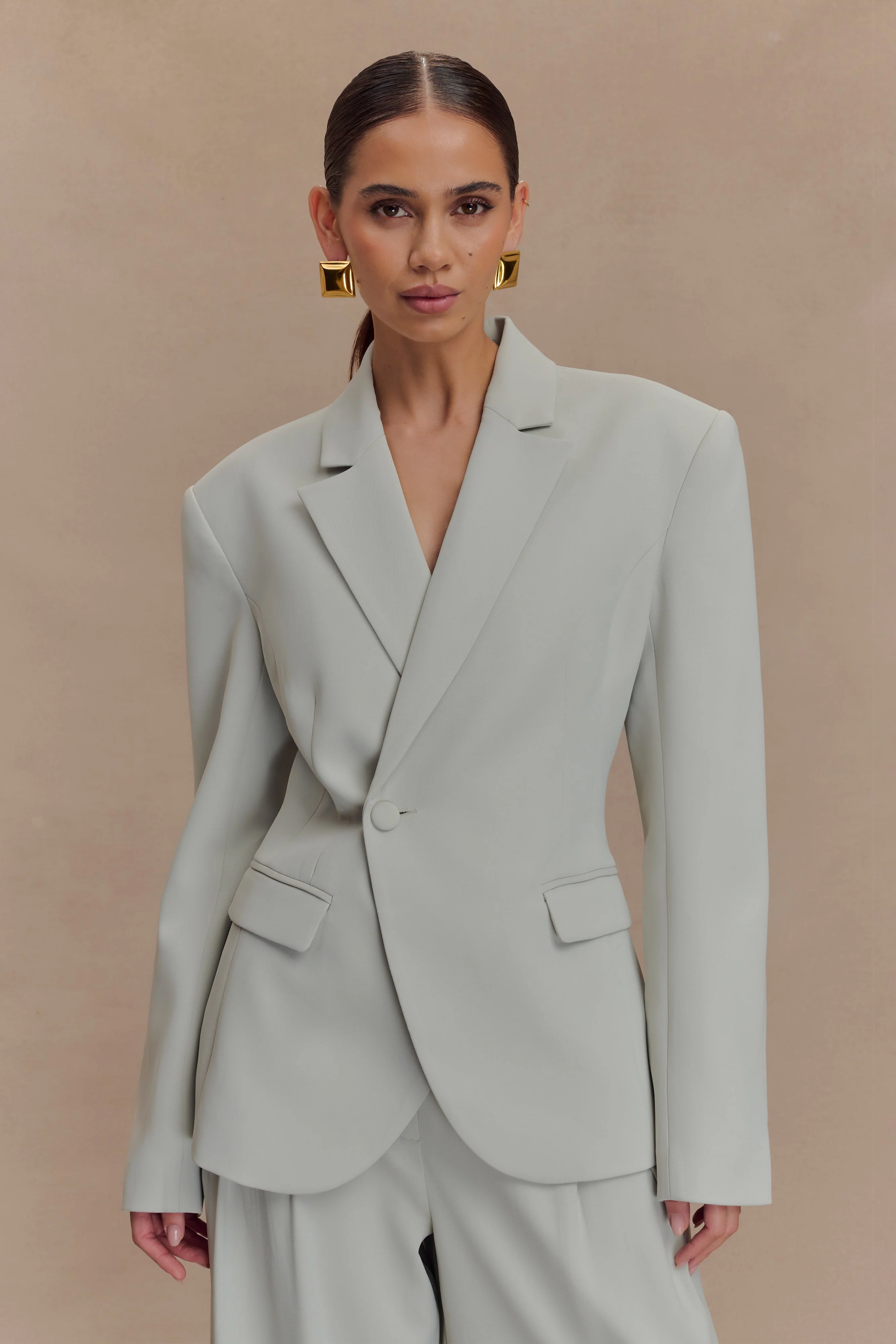 Jameson Cinched Suiting Blazer - Light Sage