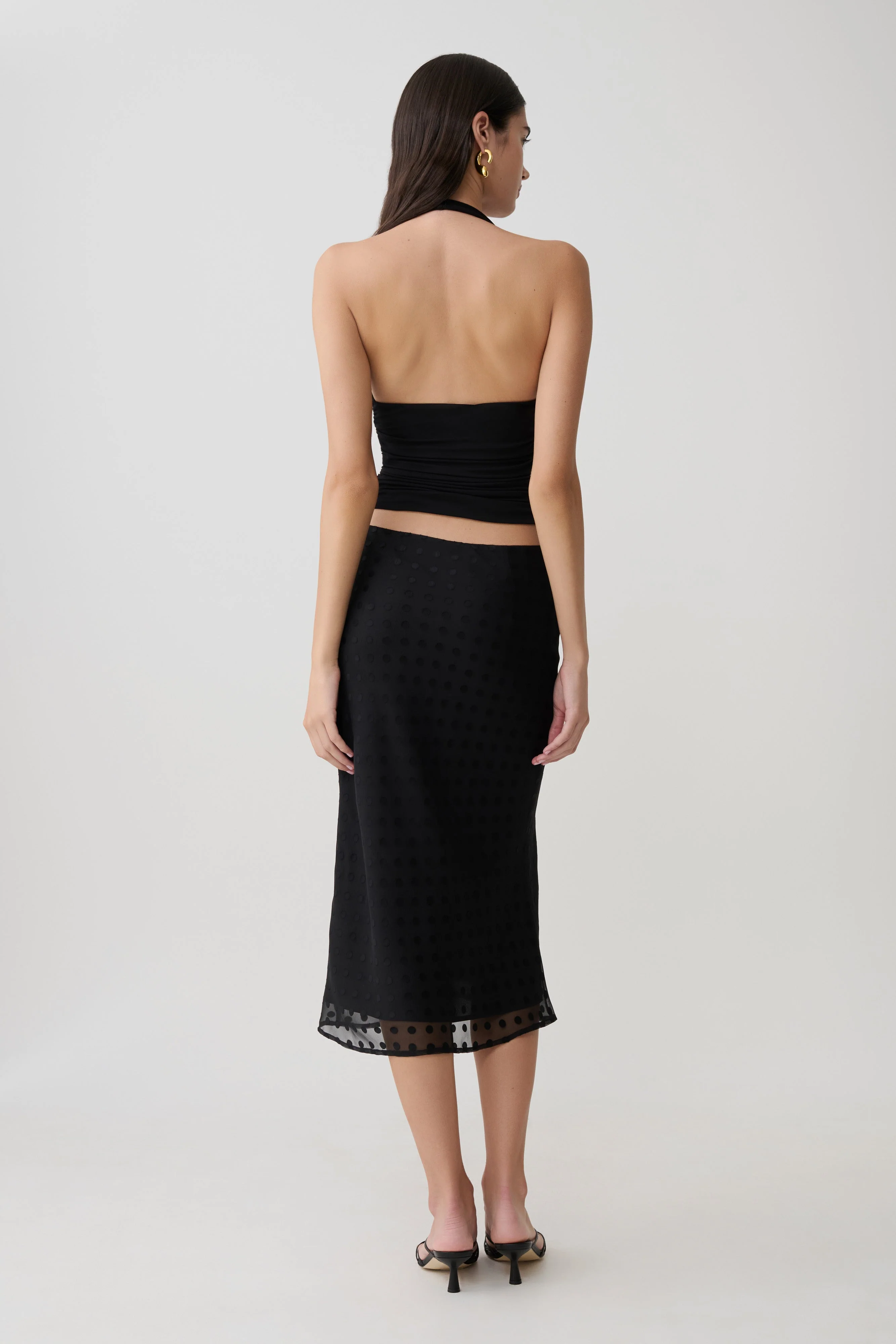 Lilah Devore Midi Skirt - Black - Image 2