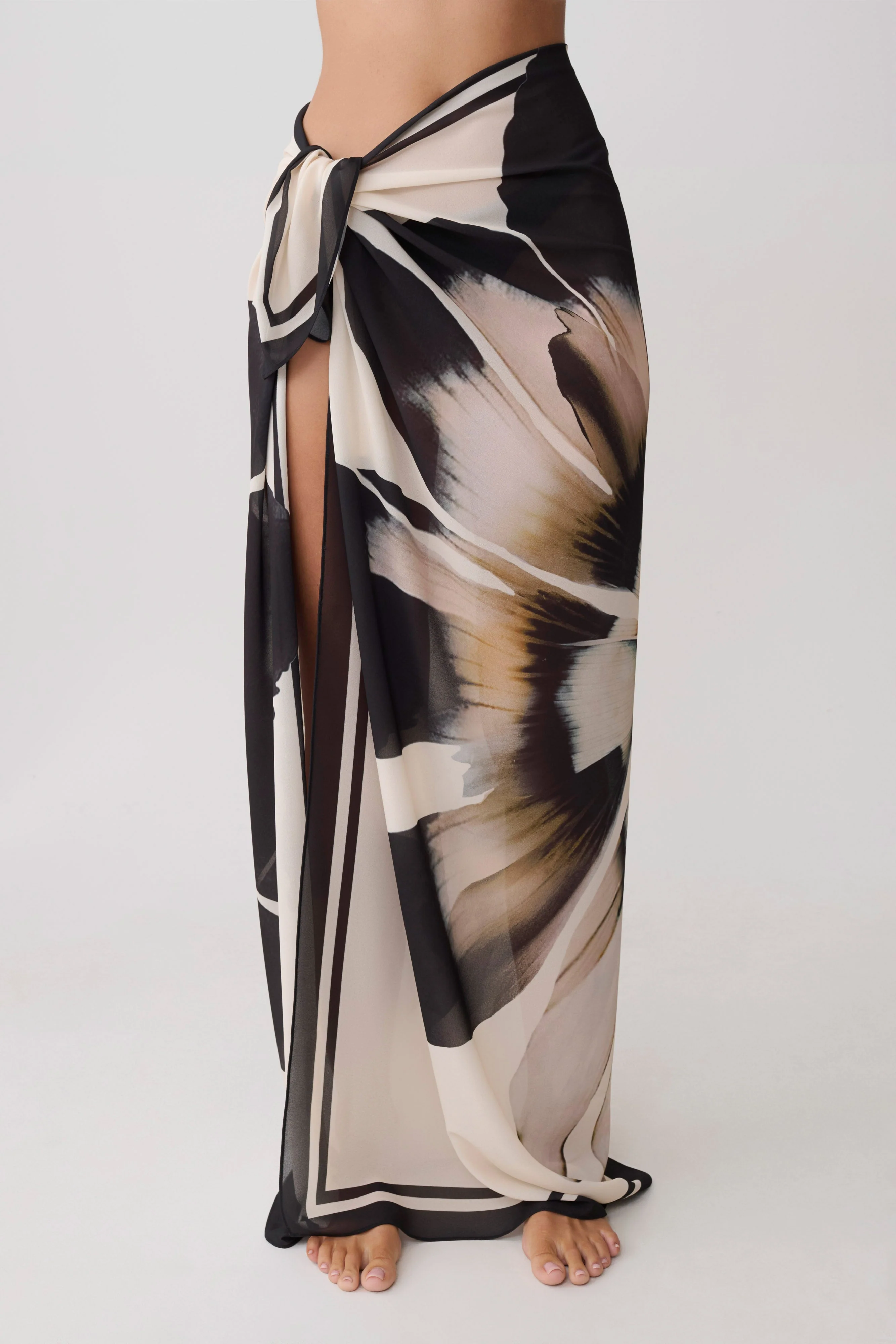 Noa Chiffon Scarf Sarong - Ivory Base Floral Print - Image 7