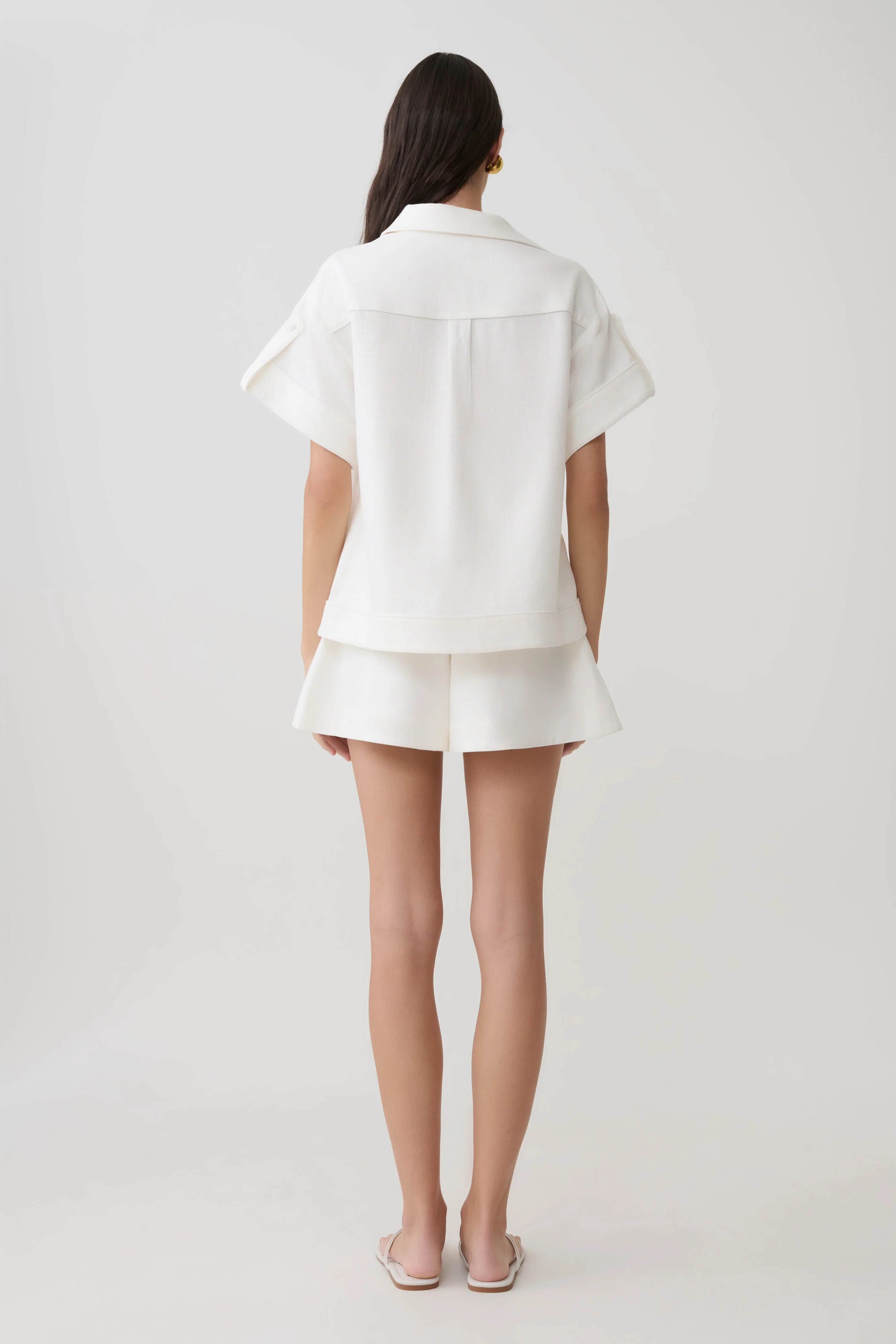 Piper Linen Flare Shorts - White - Image 5