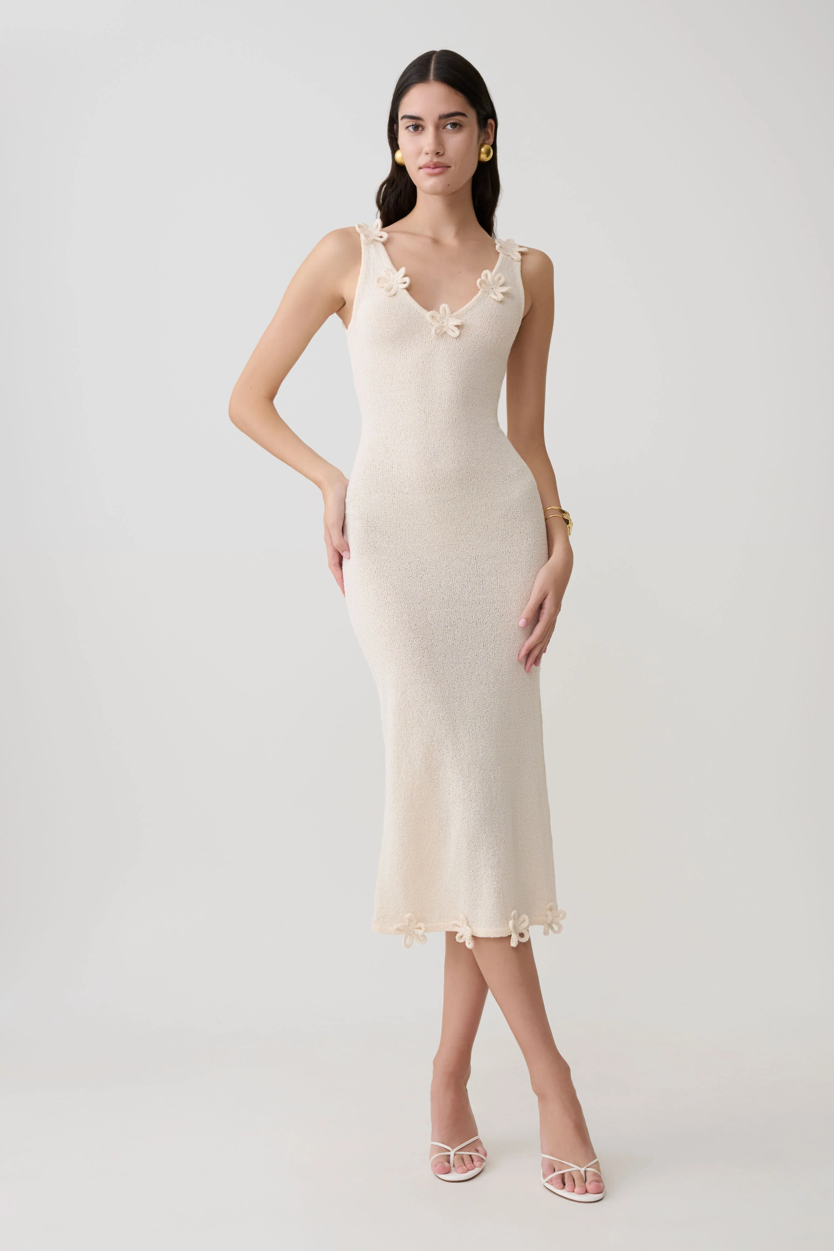 Rachael Knit Midi Dress - Nude - Image 5