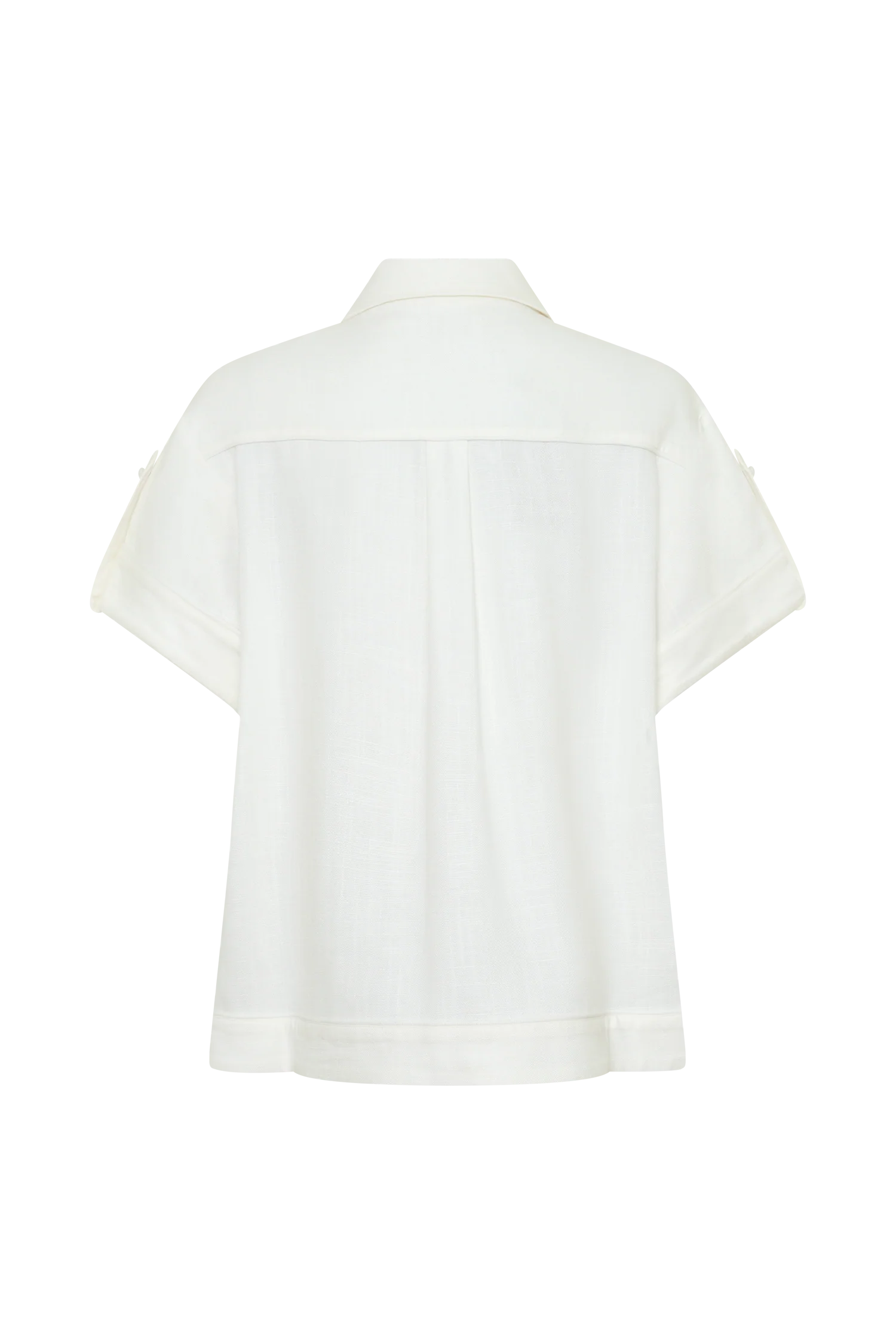 Selena Linen Short Sleeve Shirt - White - Image 10