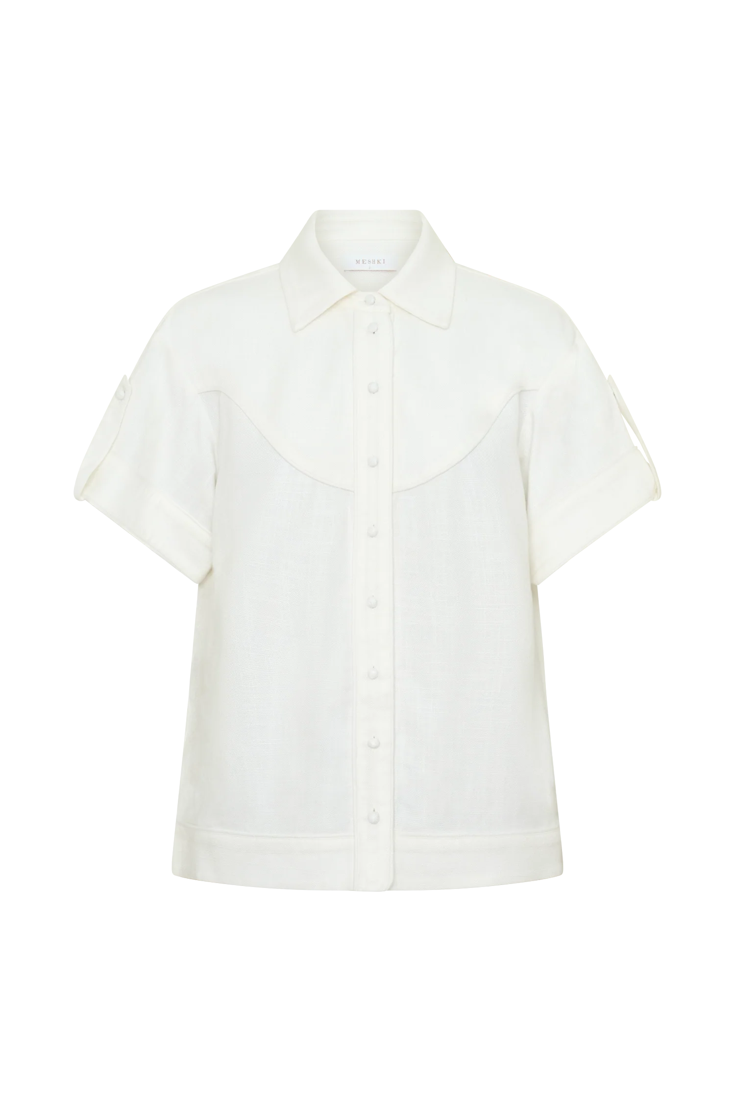 Selena Linen Short Sleeve Shirt - White - Image 11