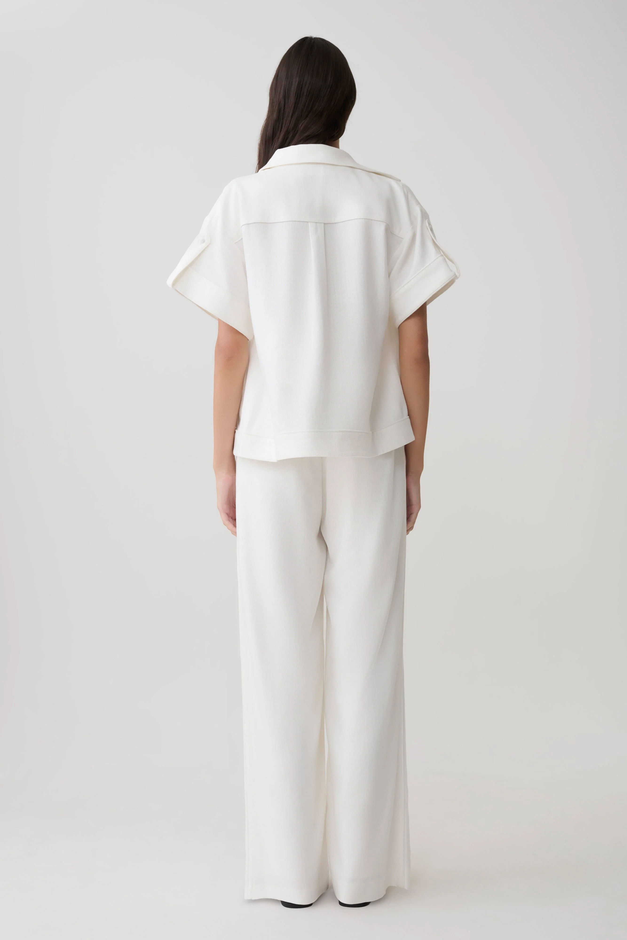 Selena Linen Straight Leg Pant - White - Image 6
