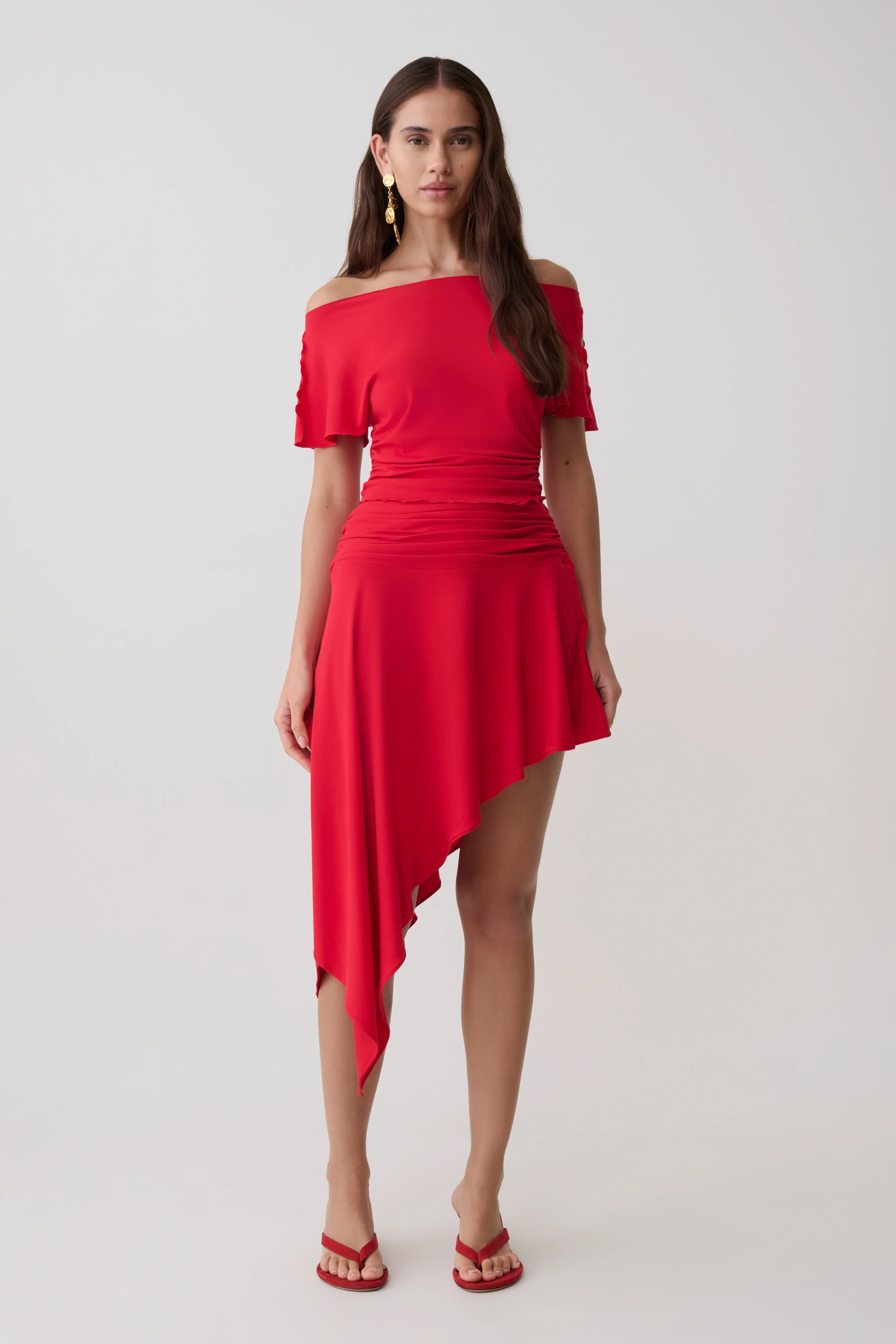 Talise Modal Flounce Short Sleeve Top - Red - Image 5
