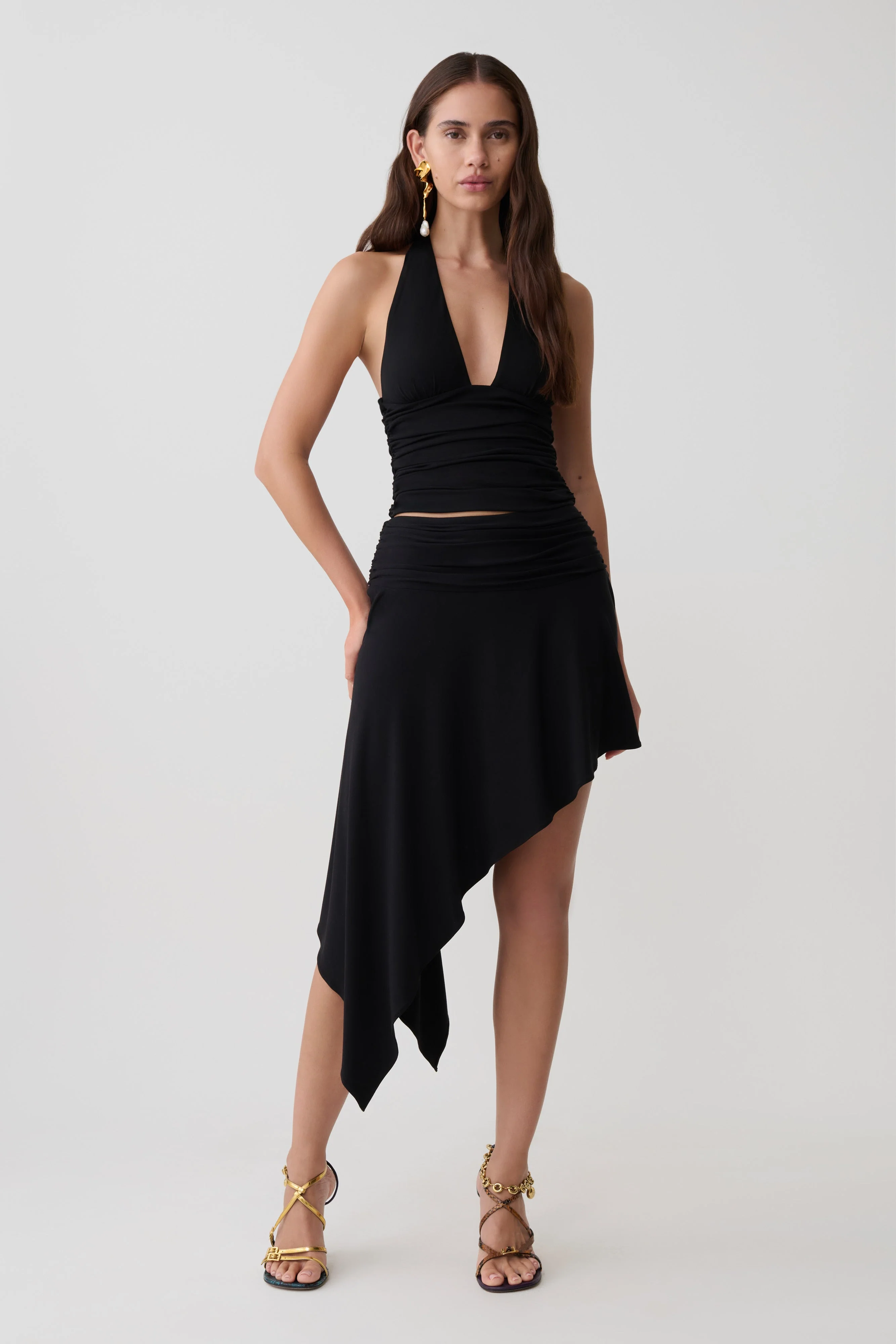 Talise Modal Hankie Midi Skirt - Black - Image 4