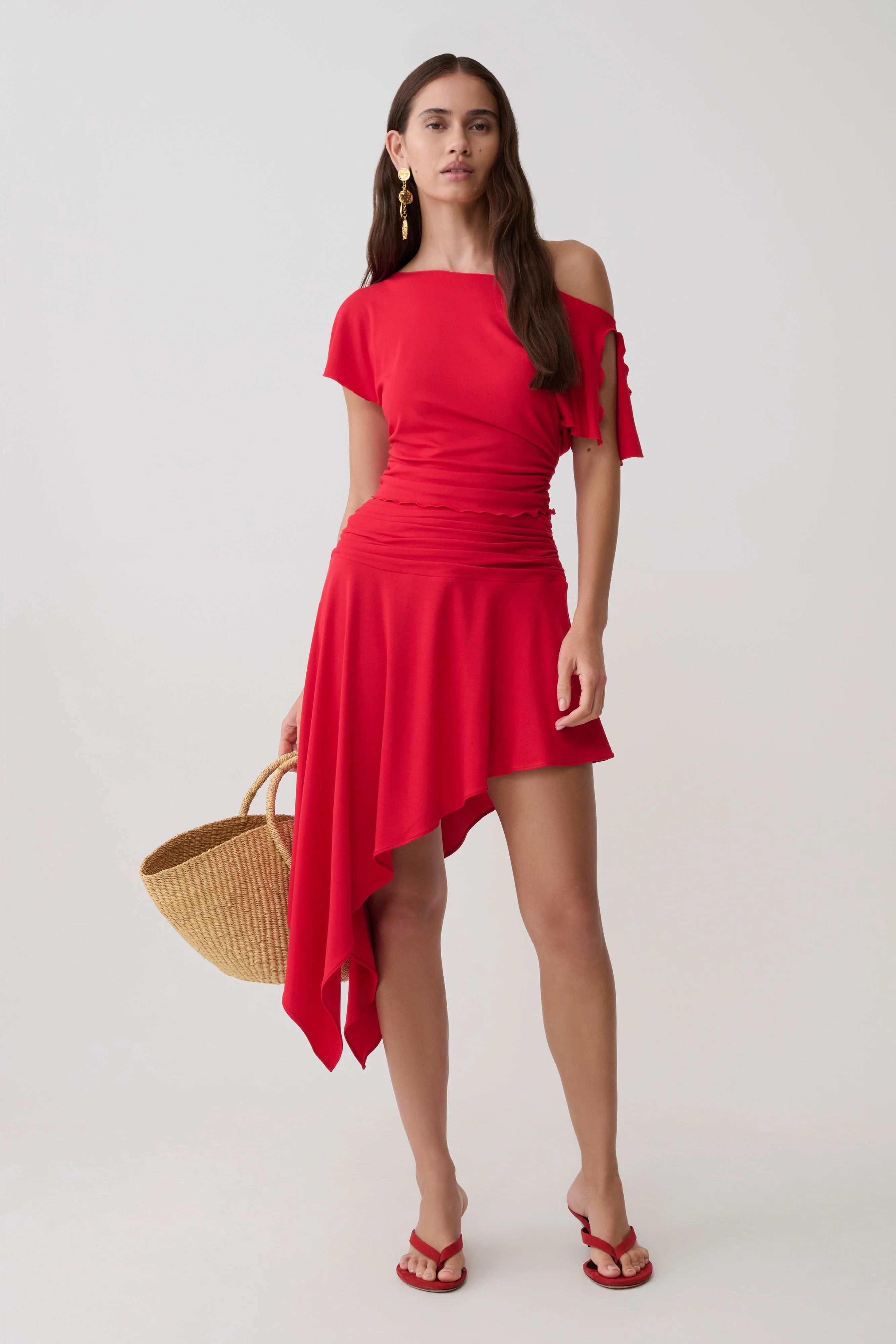 Talise Modal Hankie Midi Skirt - Red - Image 5