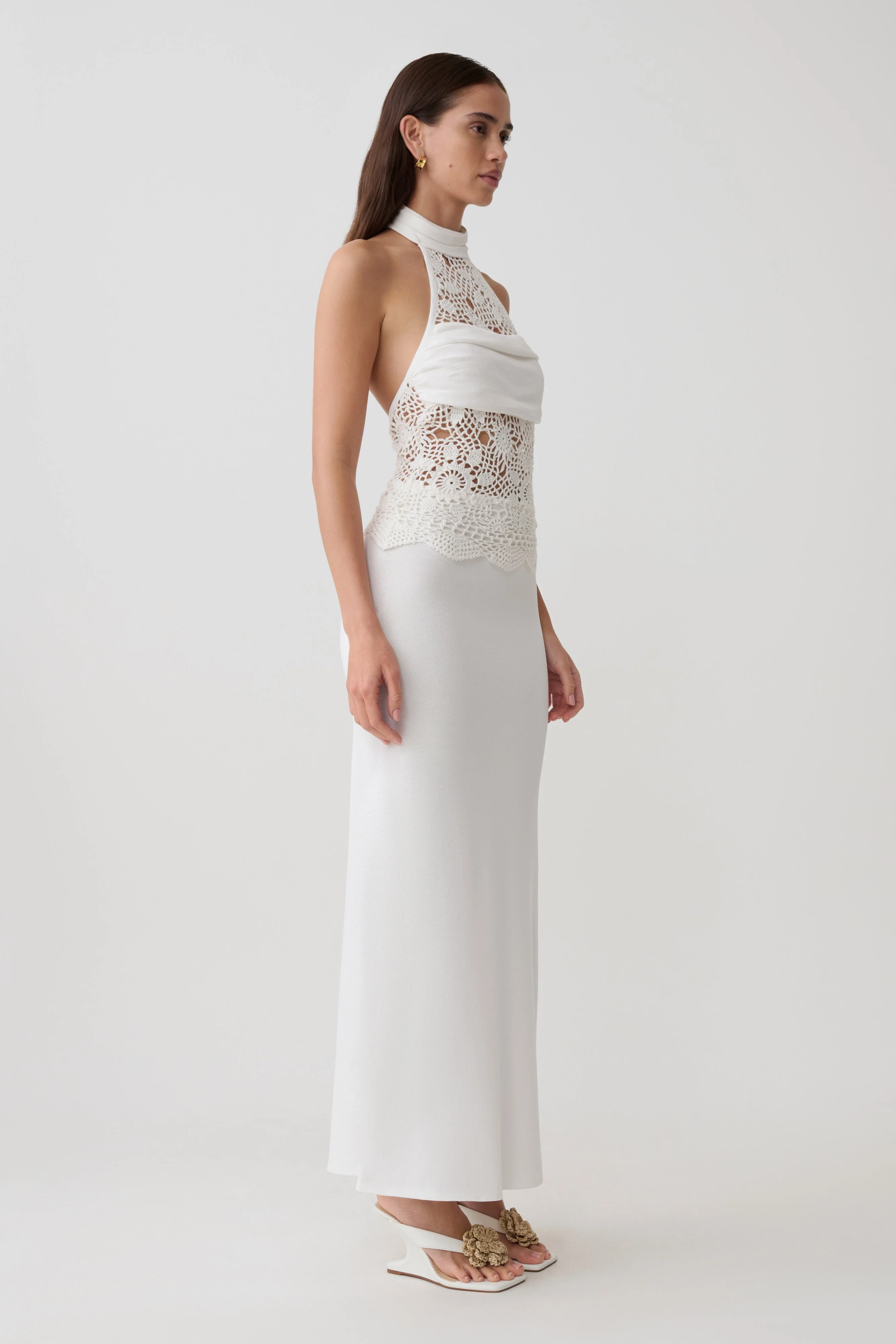 Tessie Knit & Crochet Maxi Dress - Ivory - Image 5