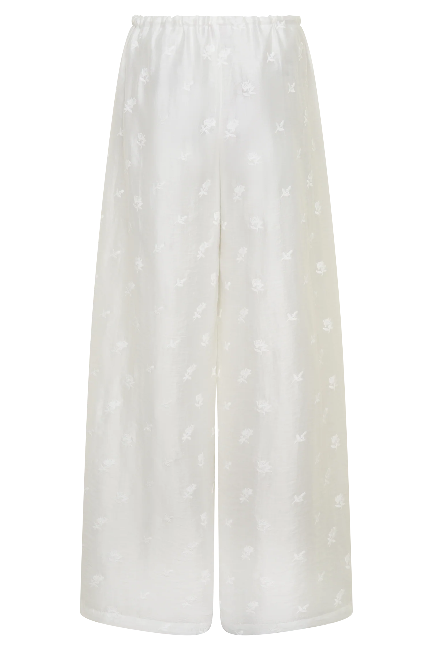 Vivian Tie Waist Embroidered Pant - White - Image 8