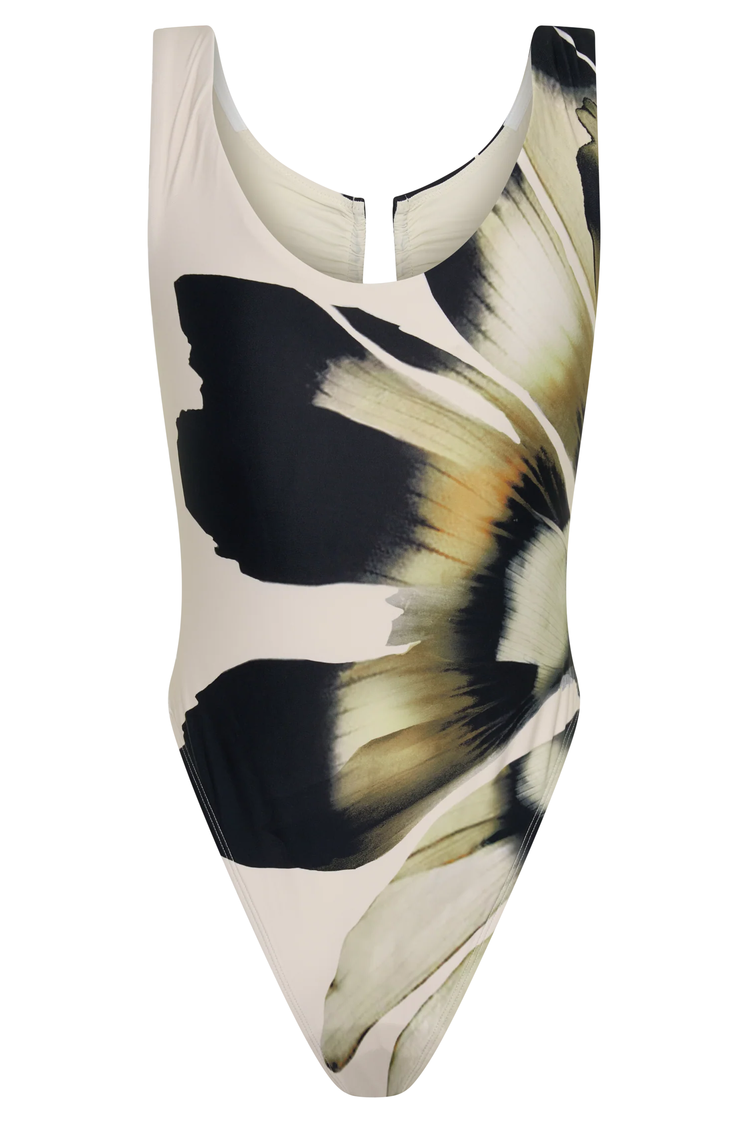 Yumi U-Wire Plunge One Piece Swimsuit - Ivory Base Floral Print - Image 14